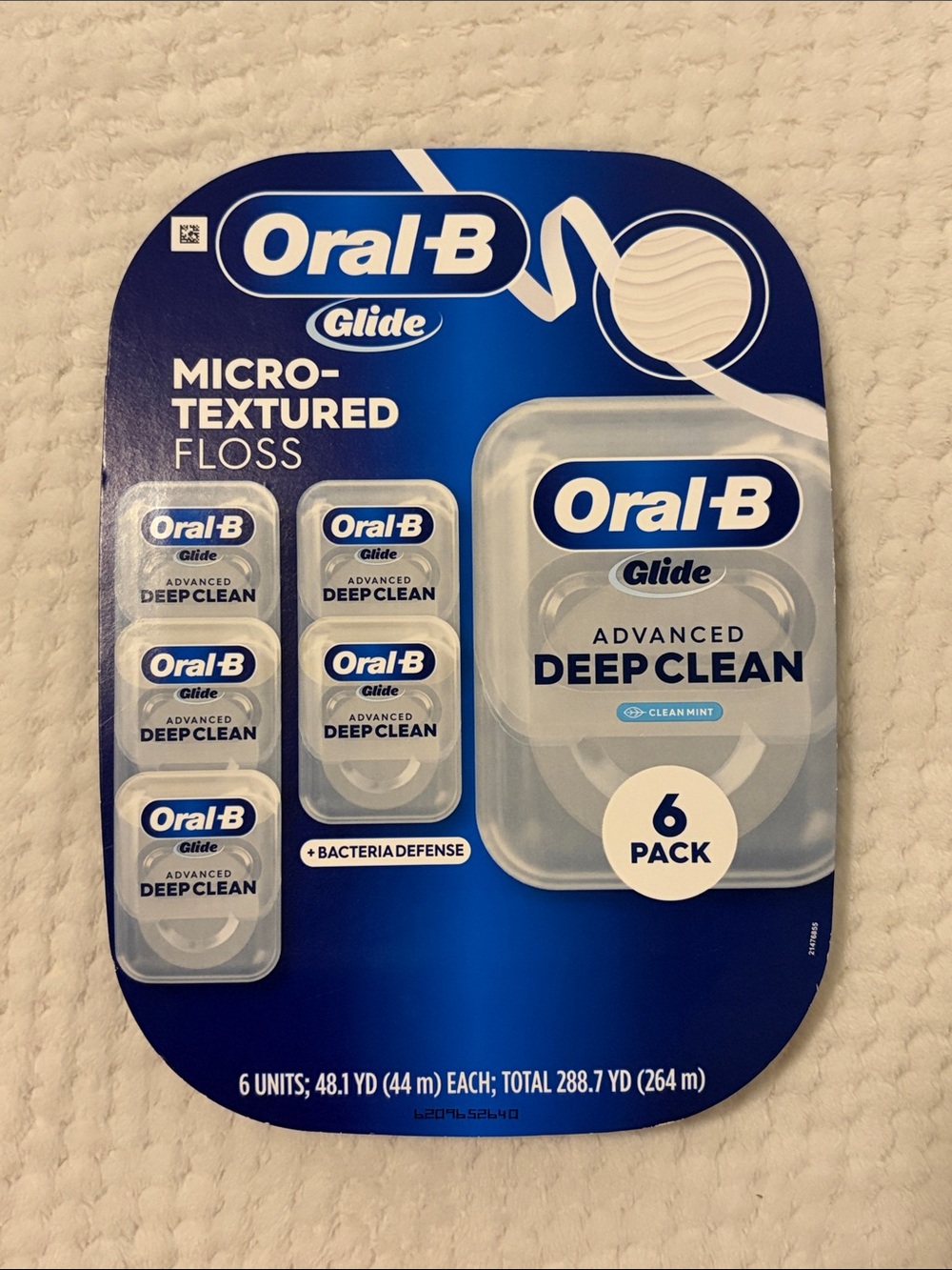 Oral-B Glide Advanced Deep Clean Micro-Textured Floss — 6 Pack, Clean Mint